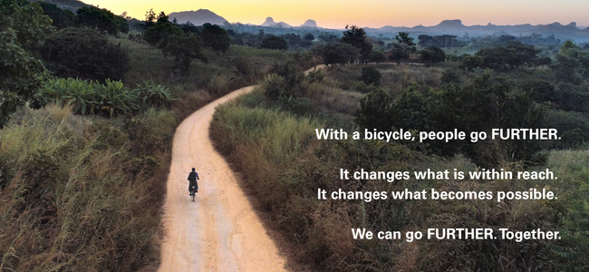 With a bicycle, people go Further.  It changes what is within reach.  It changes what becomes possible.  We can go Further. Together.